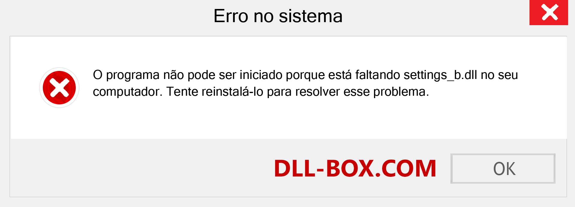 Arquivo settings_b.dll ausente ?. Download para Windows 7, 8, 10 - Correção de erro ausente settings_b dll no Windows, fotos, imagens